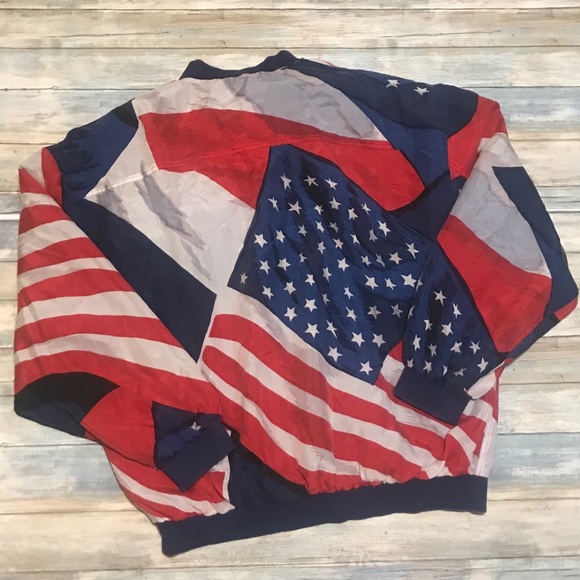 🔥Vintage Silk American Flag Light Jacket Size L - Picture 4 of 4